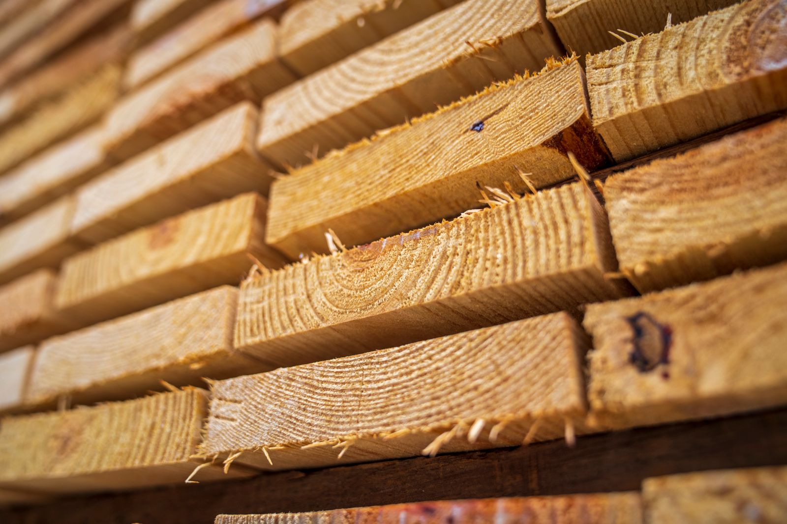 Stacked timber boards for construction projects